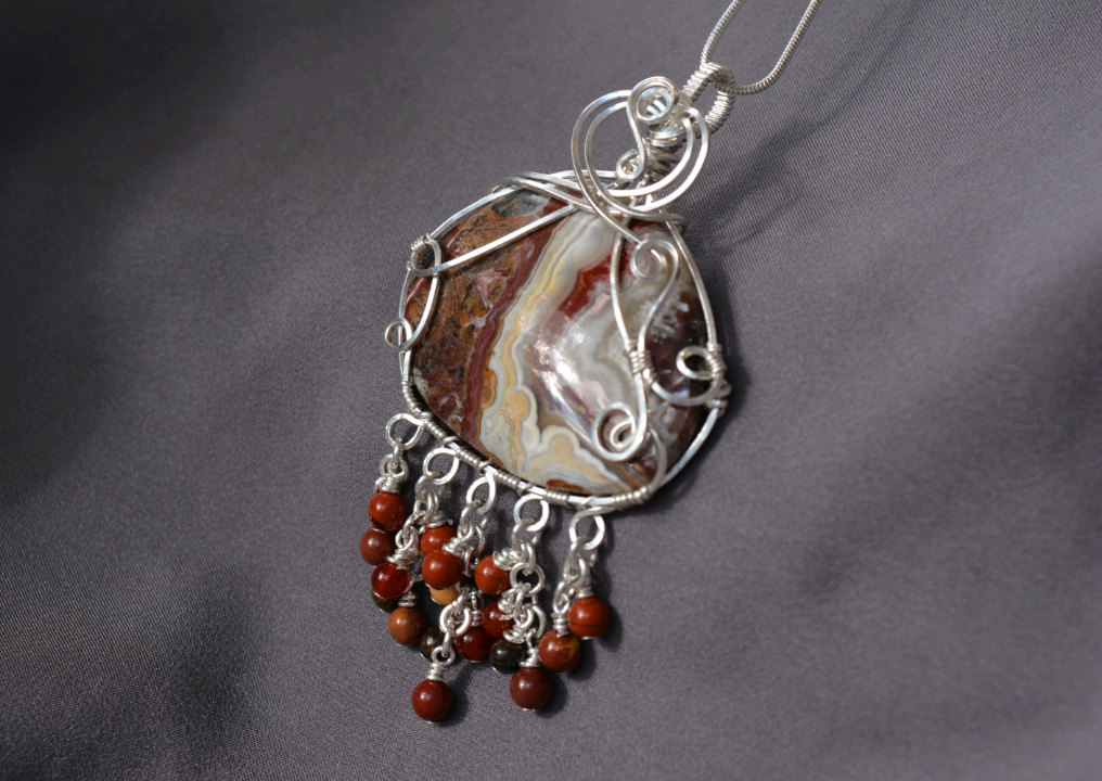 Mexican Crazy Lace Agate Pendant (custom for Janet)