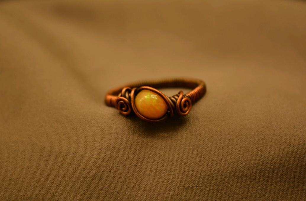 Mexican Fire Opal - Copper Ring - Size 10.5