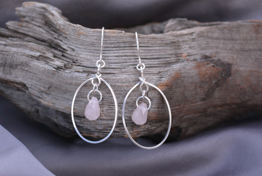 Silver Rose Quartz Earrings