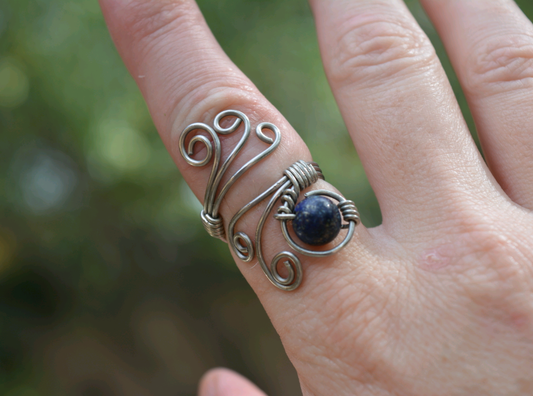Swirl Ring - Lapis Lazuli - Adjustable