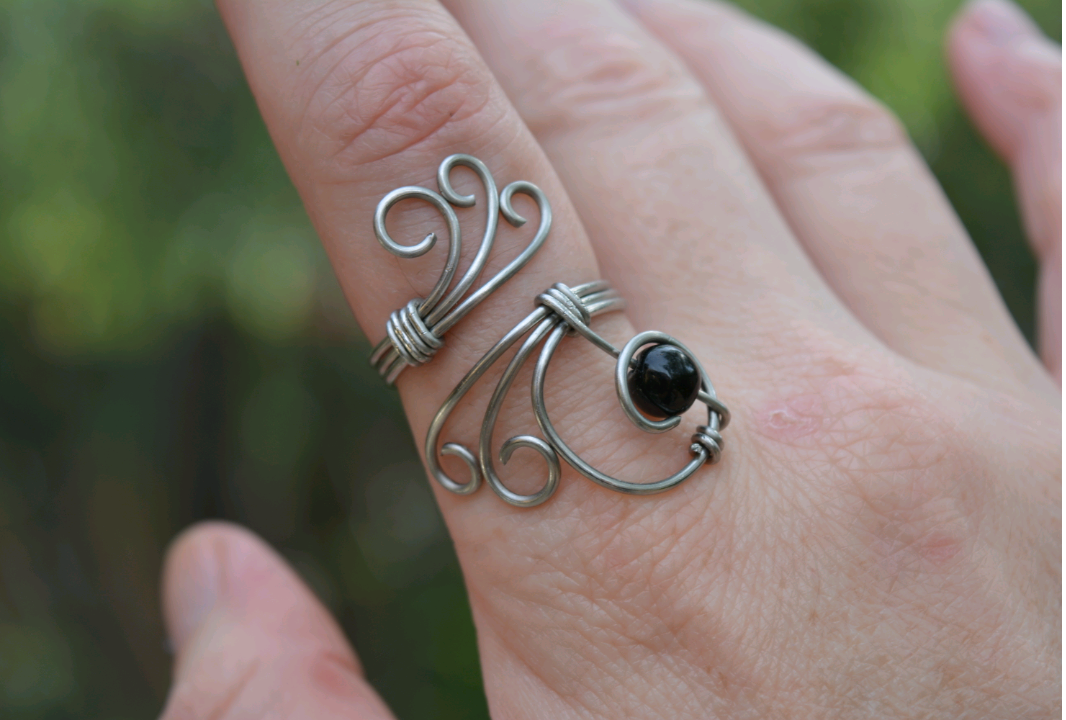 Swirl Ring - Obsidian - Adjustable