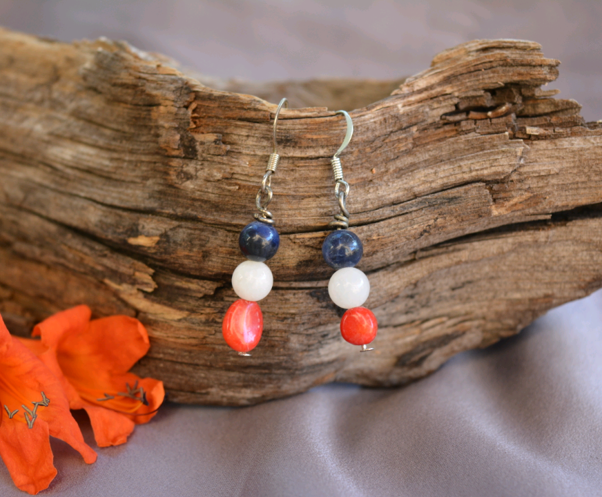 Blue and Red Earrings