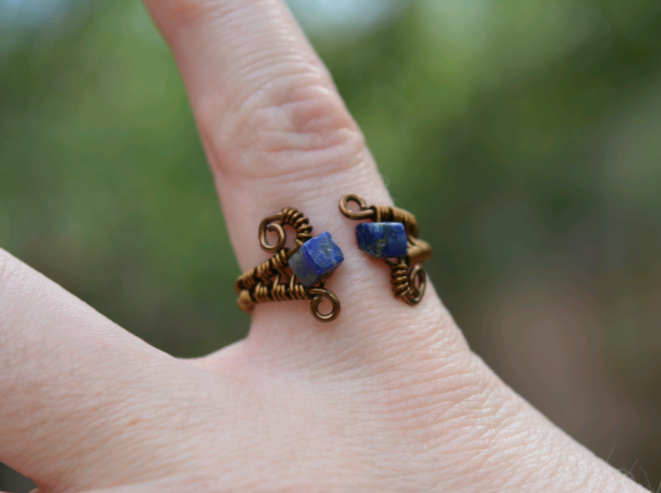 Woven Adjustable Ring - Lapis Lazuli